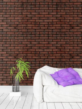 Modern parlak iç. 3D render