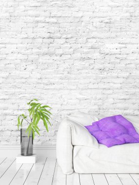 Modern parlak iç. 3D render