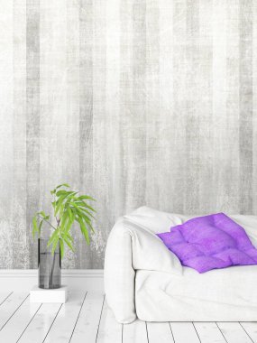 Modern parlak iç. 3D render