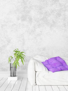 Modern parlak iç. 3D render