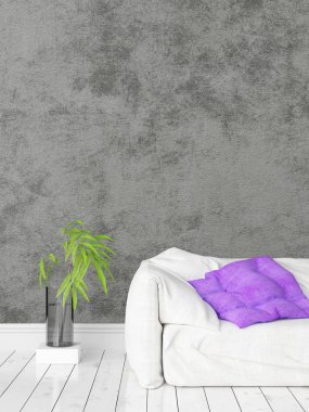 Modern parlak iç. 3D render