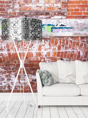 Modern parlak iç. 3D render