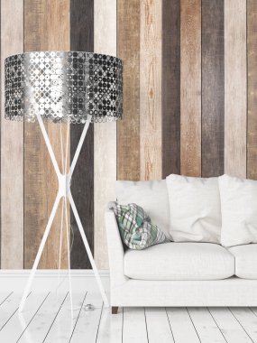 Modern parlak iç. 3D render