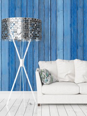 Modern parlak iç. 3D render