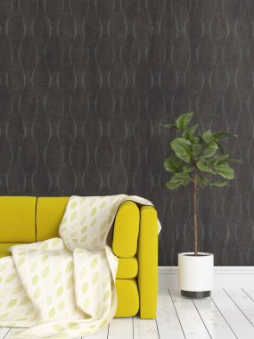 Modern parlak iç. 3D render