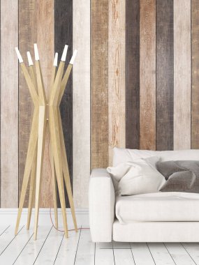 Modern parlak iç. 3D render