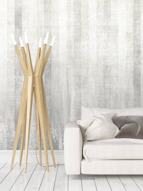 Modern parlak iç. 3D render