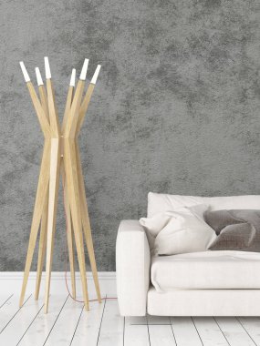 Modern parlak iç. 3D render