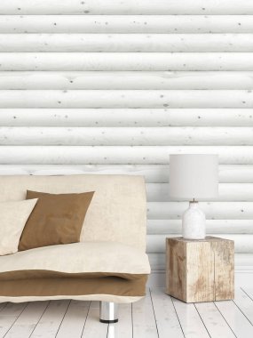 Modern parlak iç. 3D render