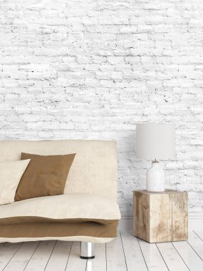 Modern parlak iç. 3D render