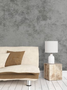 Modern parlak iç. 3D render