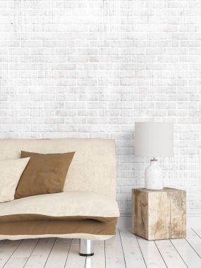 Modern parlak iç. 3D render