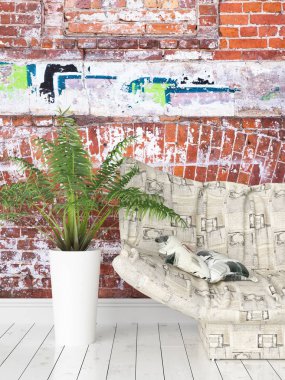 Modern parlak iç. 3D render