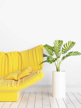 Modern parlak iç. 3D render