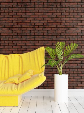 Modern parlak iç. 3D render