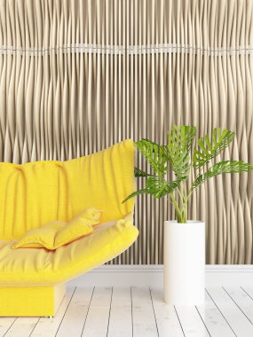 Modern parlak iç. 3D render