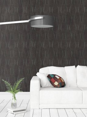 Modern parlak iç. 3D render