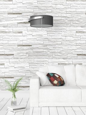 Modern parlak iç. 3D render