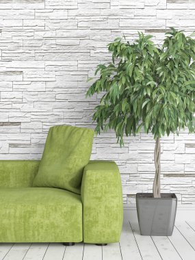 Modern parlak iç. 3D render