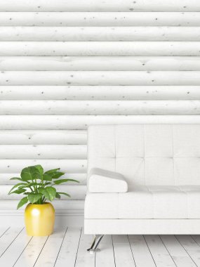 Modern parlak iç. 3D render