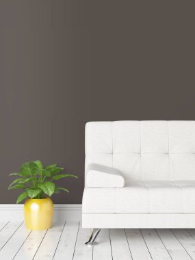 Modern parlak iç. 3D render