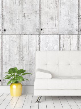 Modern parlak iç. 3D render