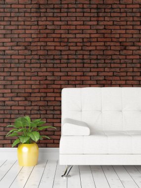 Modern parlak iç. 3D render