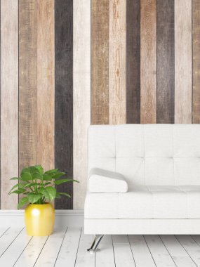 Modern parlak iç. 3D render