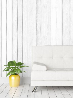 Modern parlak iç. 3D render