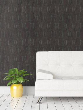 Modern parlak iç. 3D render