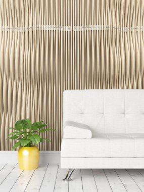 Modern parlak iç. 3D render