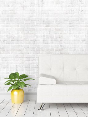 Modern parlak iç. 3D render