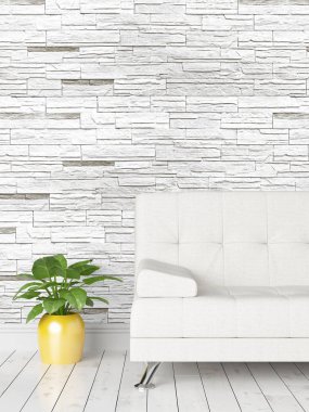 Modern parlak iç. 3D render