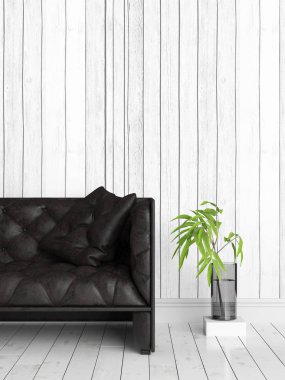 Modern parlak iç. 3D render