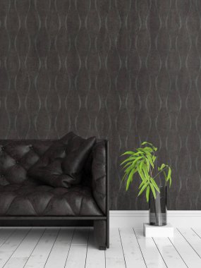 Modern parlak iç. 3D render