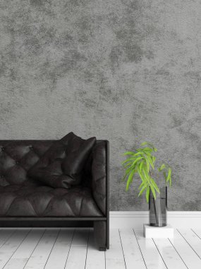 Modern parlak iç. 3D render