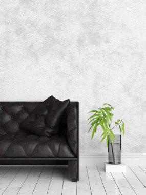 Modern parlak iç. 3D render