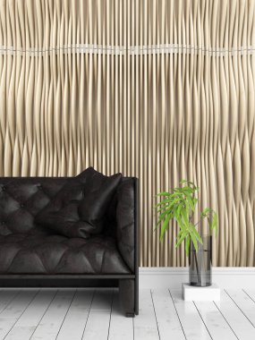 Modern parlak iç. 3D render