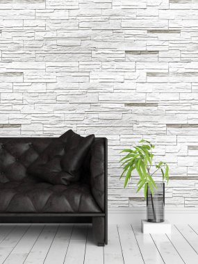 Modern parlak iç. 3D render