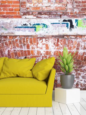 Modern parlak iç. 3D render