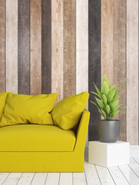 Modern parlak iç. 3D render