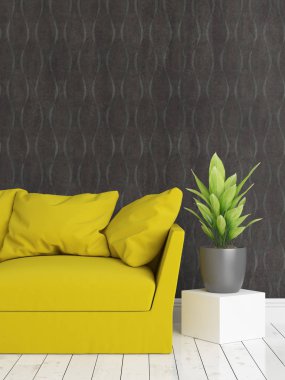 Modern parlak iç. 3D render