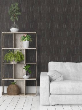 Modern parlak iç. 3D render