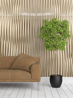 Modern parlak iç. 3D render