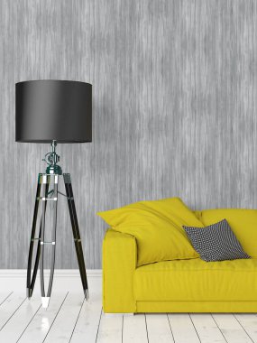 Modern parlak iç. 3D render