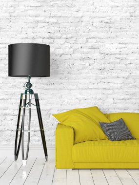 Modern parlak iç. 3D render