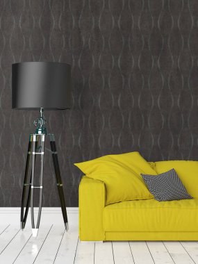 Modern parlak iç. 3D render