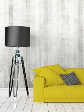 Modern parlak iç. 3D render