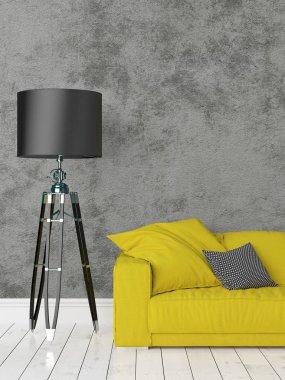 Modern parlak iç. 3D render