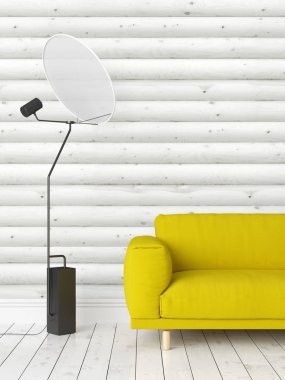 Modern parlak iç. 3D render